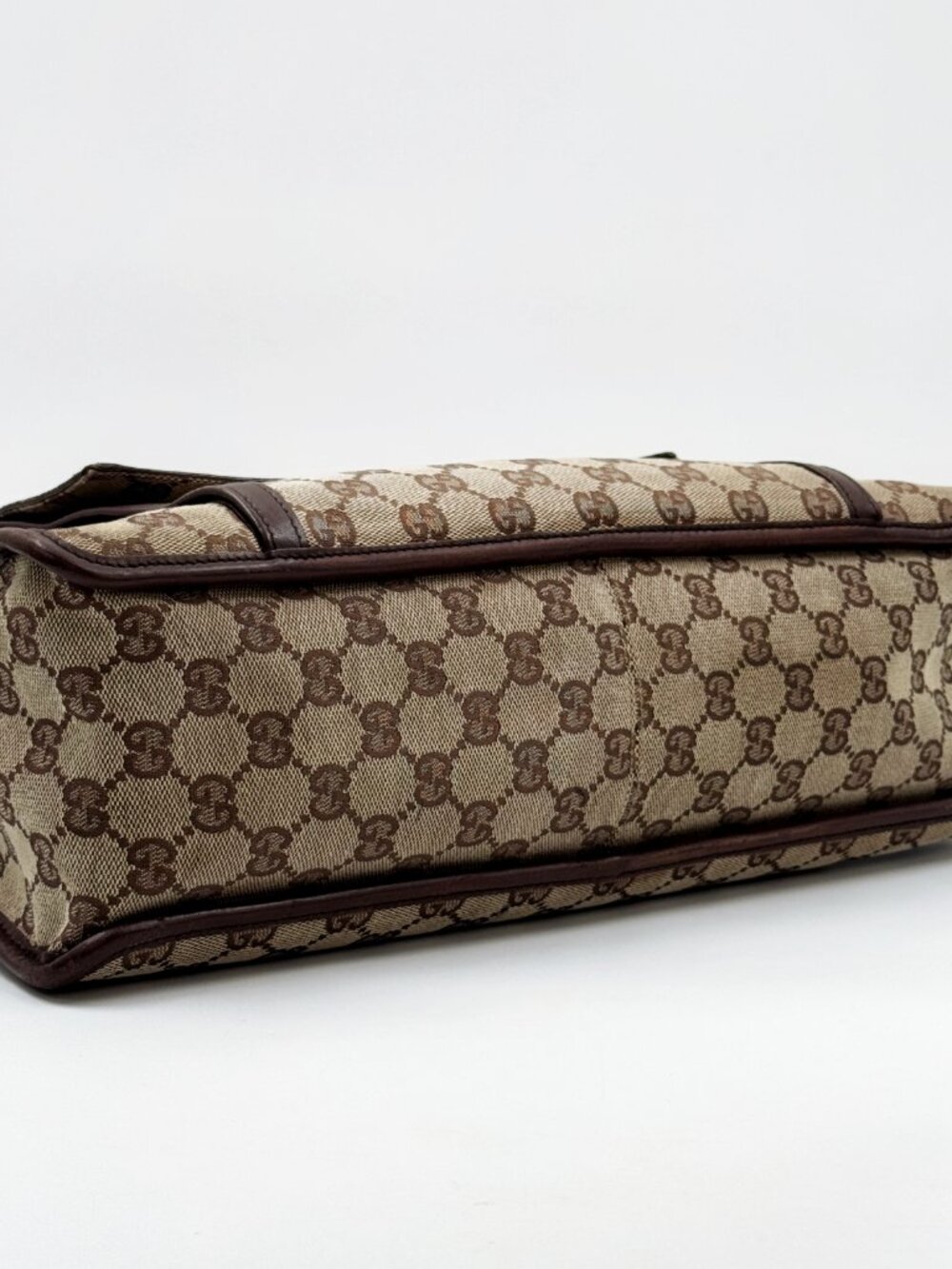 Vintage Gucci GG Monogram Canvas Leather Tote Shoulder Bag - Picture 7 of 12